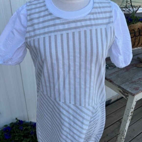 Grey and White striped Cotton Sundress (jumper dress) - Picture 2 of 3